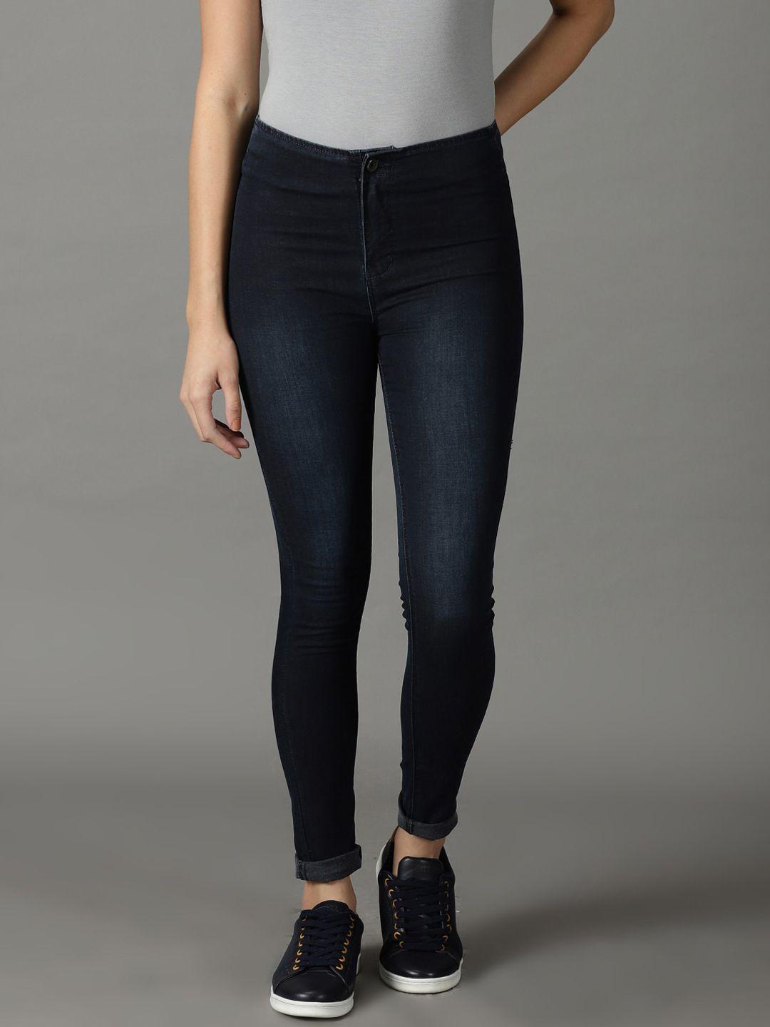 showoff women slim fit high-rise acid wash stretchable jeans