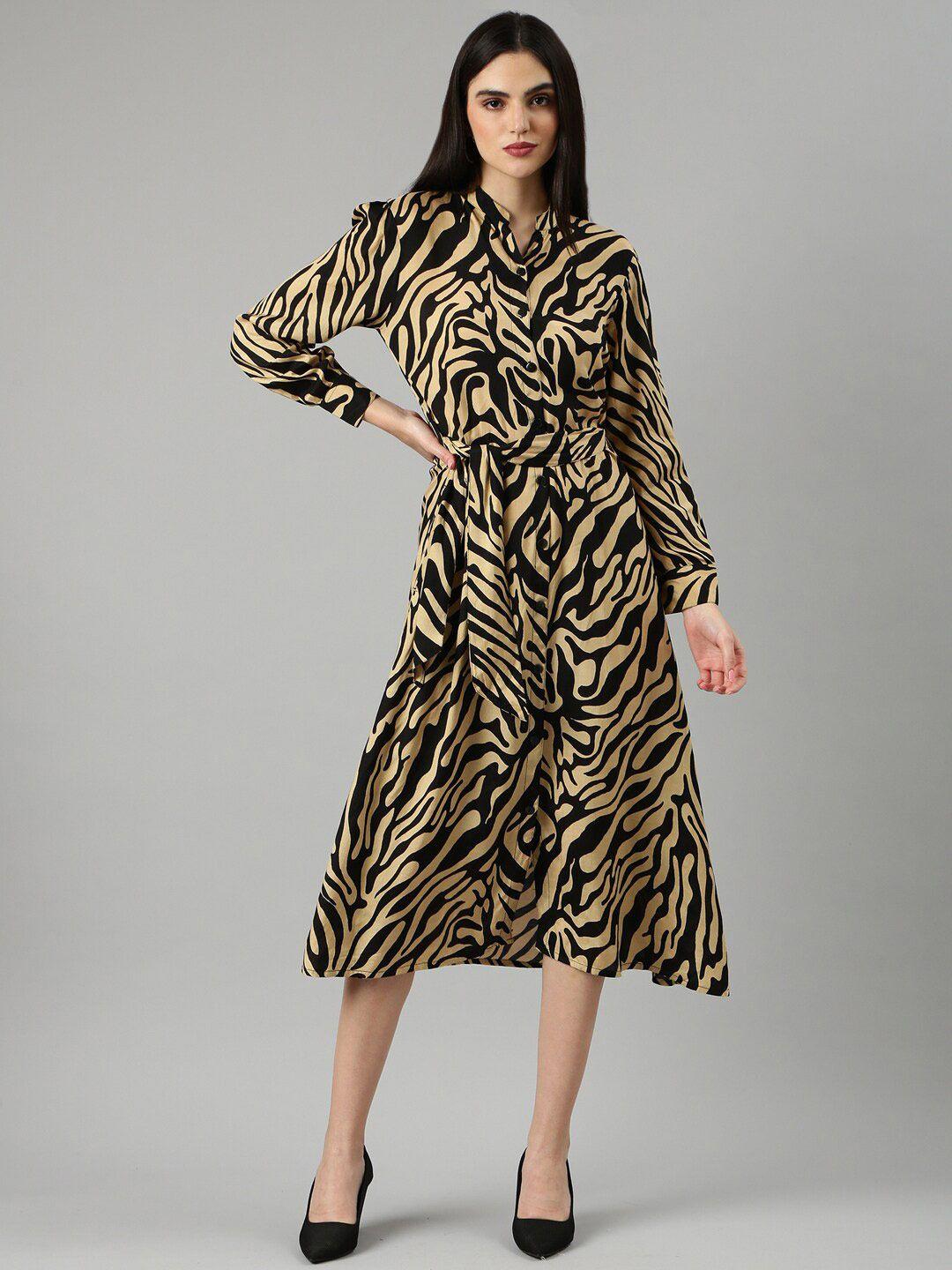 showoff abstract print shirt midi dress