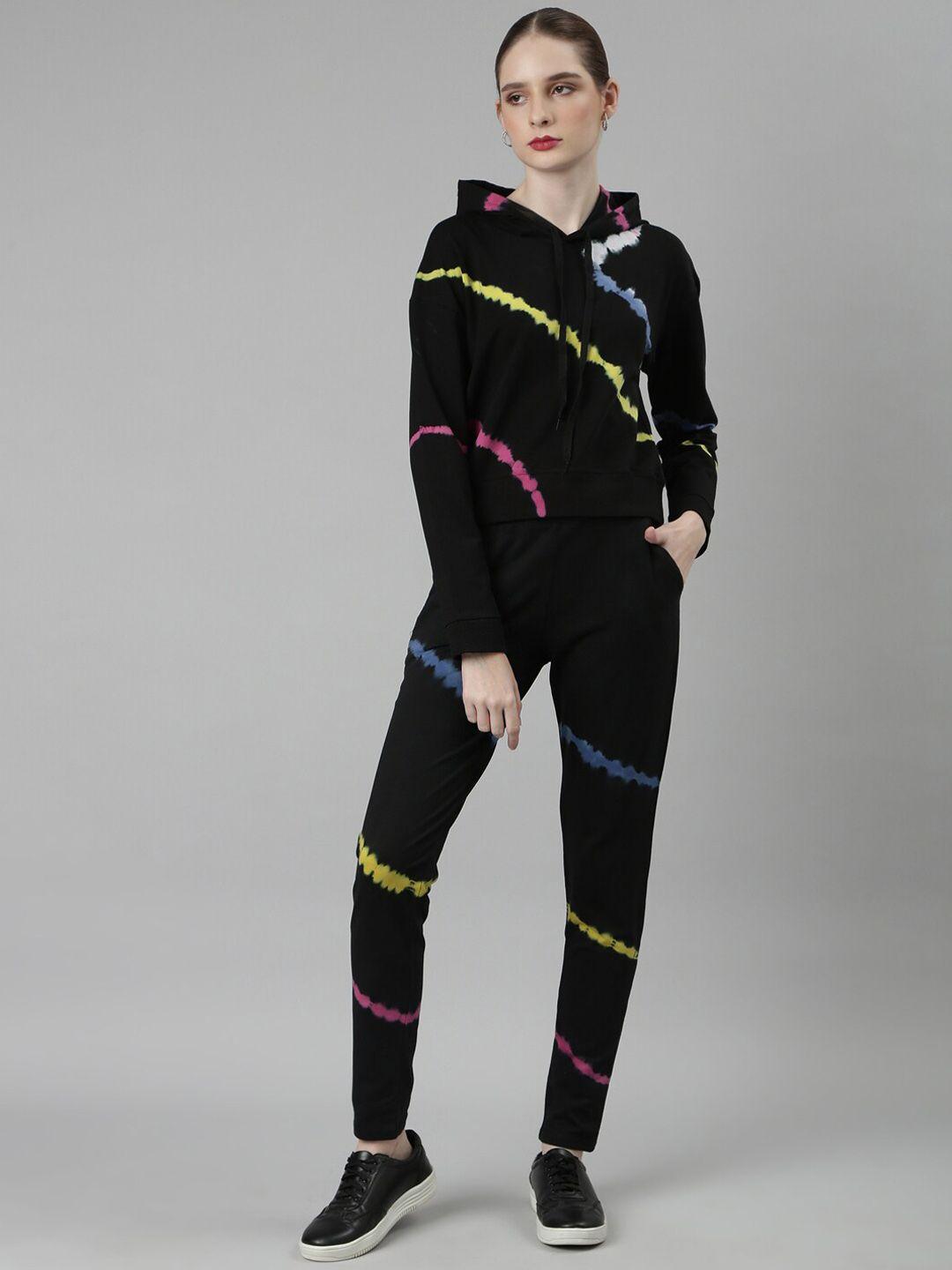 showoff abstract printed hooded sweatshirt with track pant