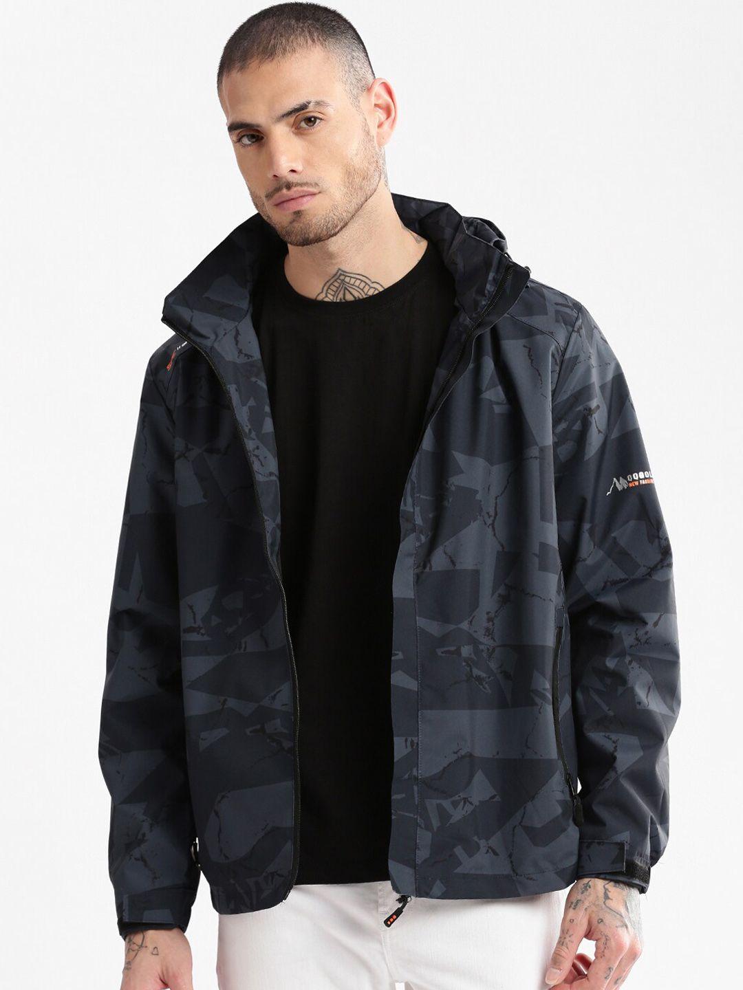 showoff abstract printed hooded windcheater tailored jacket