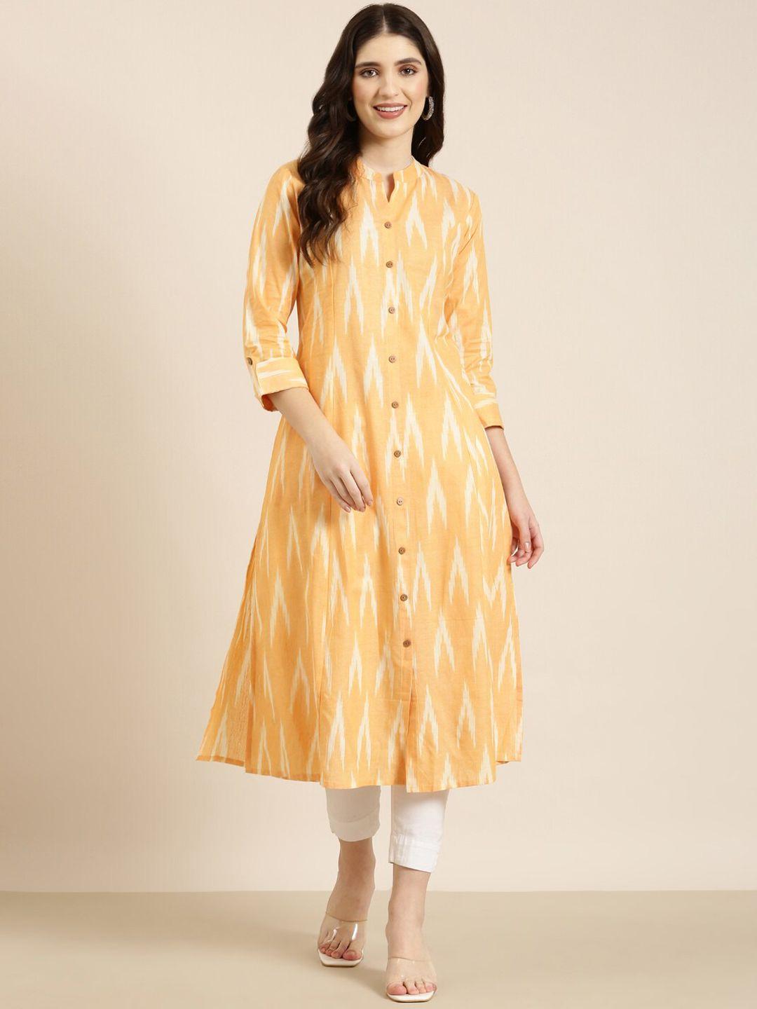 showoff abstract printed mandarin collar a-line kurta