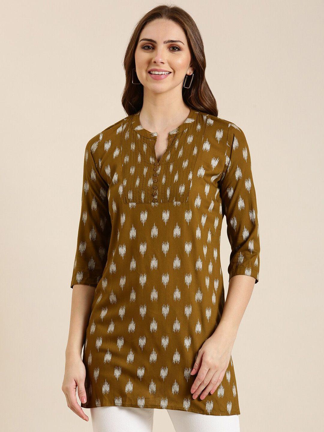 showoff abstract printed mandarin collar kurti