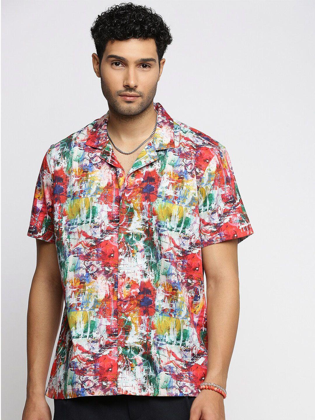 showoff abstract printed premium twill cotton casual shirt