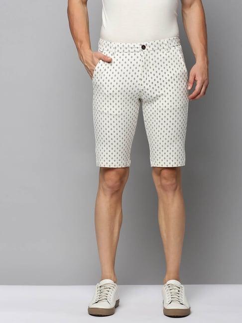 showoff beige regular fit printed shorts