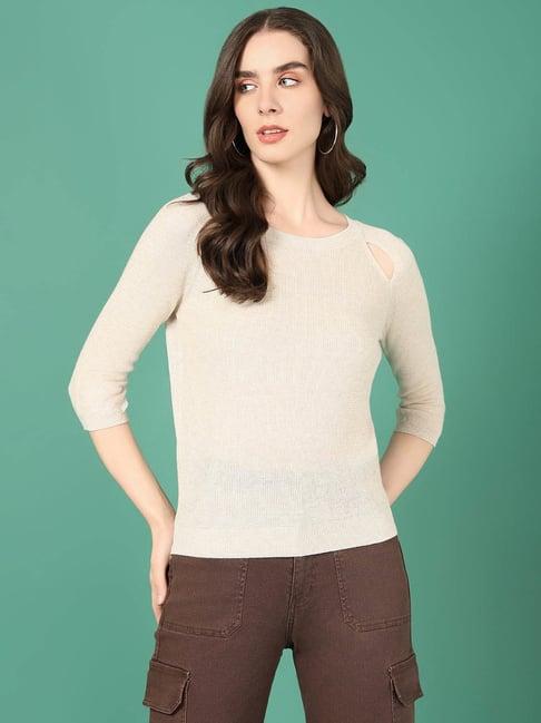 showoff beige regular fit top