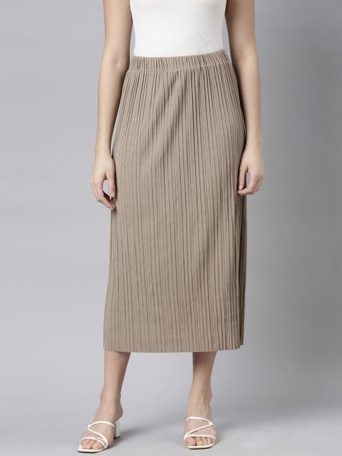 showoff beige self design skirt