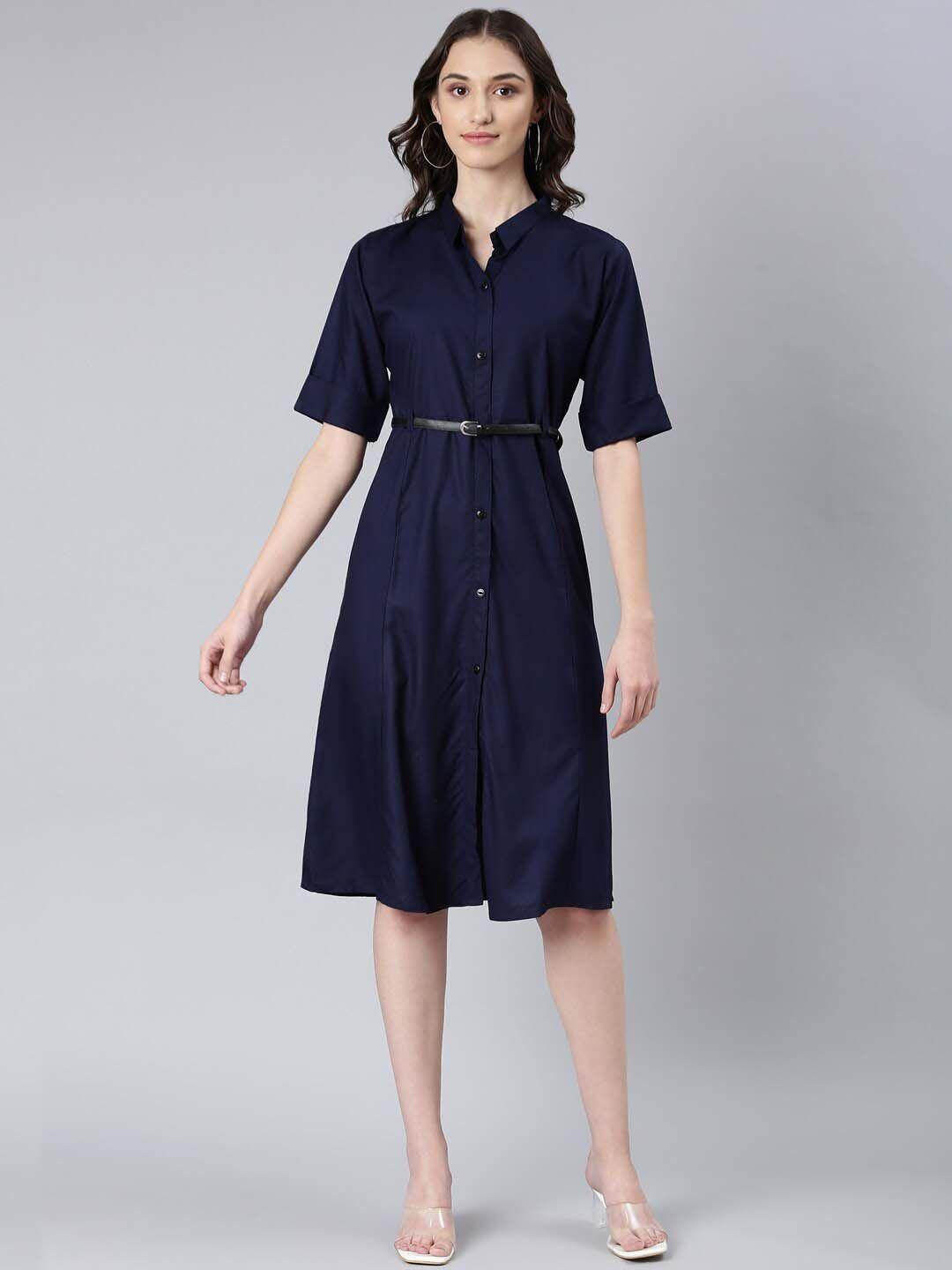 showoff belted shirt dress