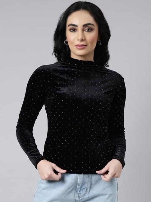 showoff black & white embellished top