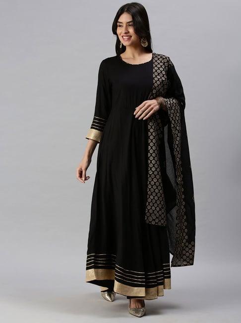 showoff black ankle length anarkali kurta