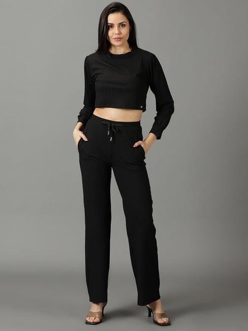 showoff black crop top with pants