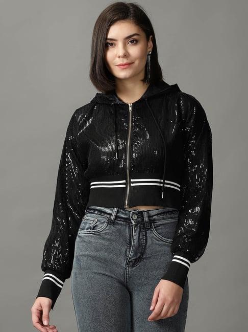 showoff black embellished hoodie