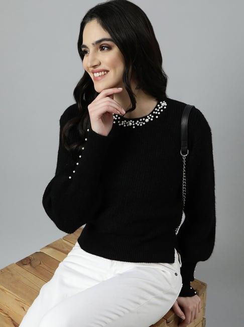 showoff black embellished pullover