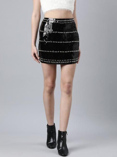 showoff black embellished skirt