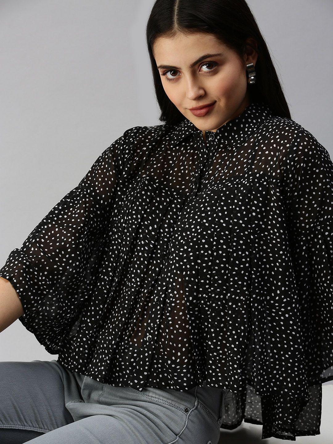 showoff black printed top