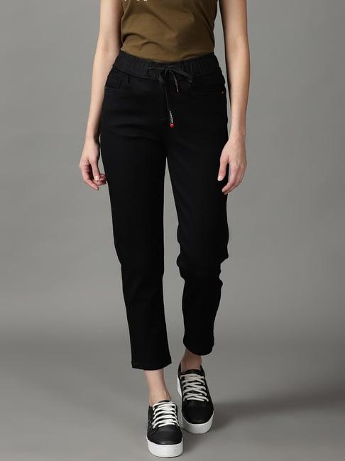 showoff black regular fit high rise jeans