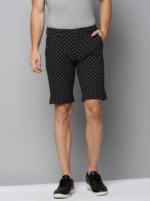 showoff black regular fit printed shorts