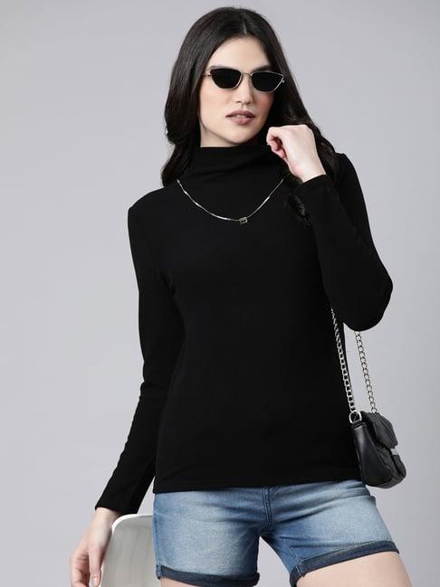 showoff black regular fit top comes with chain