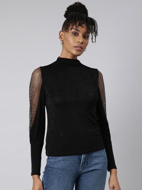 showoff black regular fit top