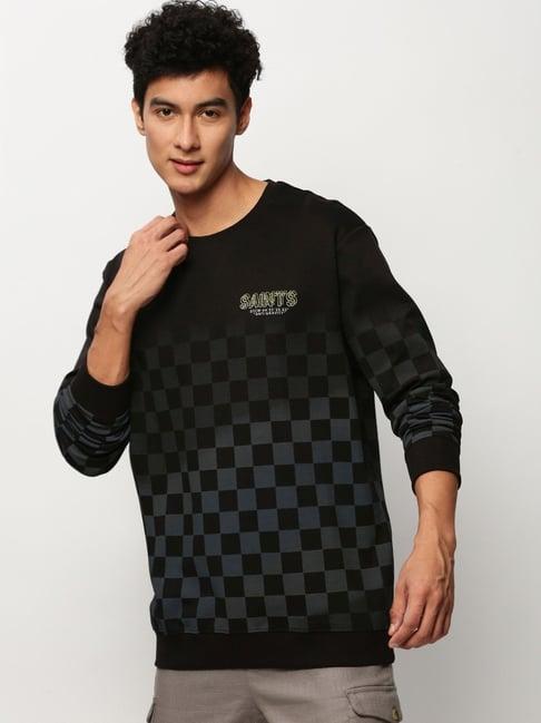 showoff black slim fit printed sweatshirt