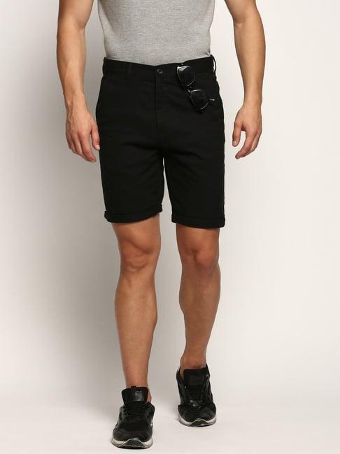 showoff black slim fit shorts