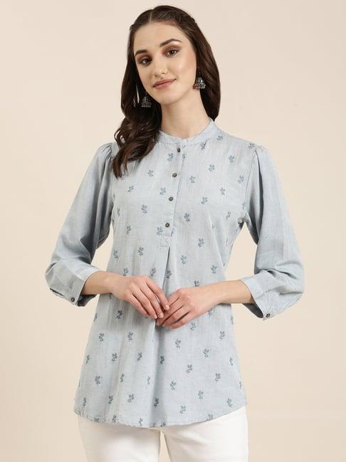 showoff blue floral print kurti