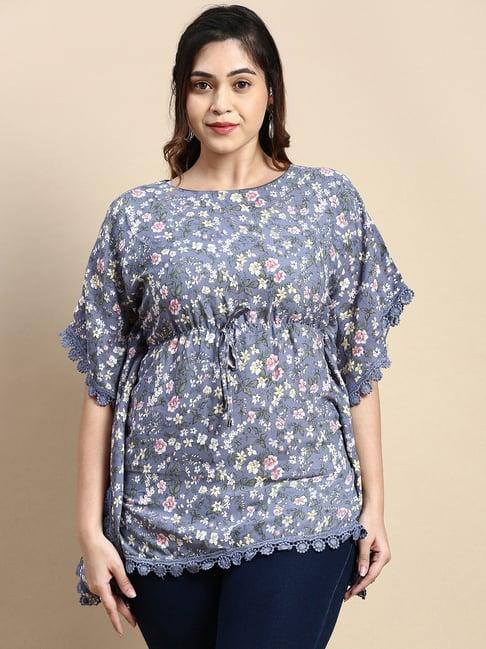 showoff blue floral print top