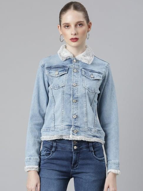 showoff blue regular fit denim jacket