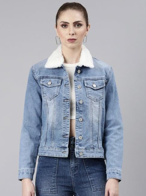 showoff blue regular fit denim jacket