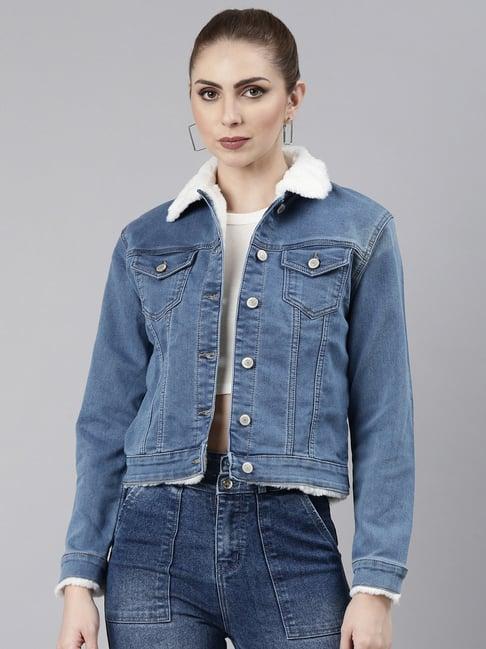 showoff blue regular fit denim jacket