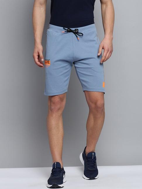 showoff blue regular fit printed shorts