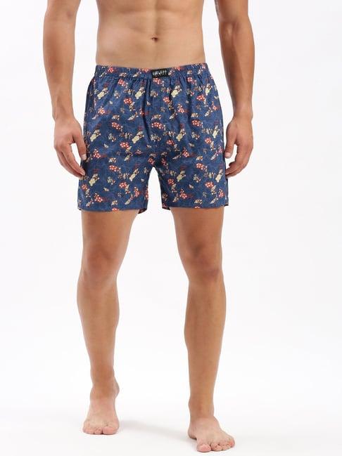 showoff blue slim fit printed cotton boxers