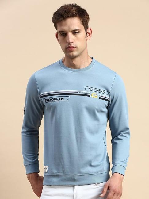 showoff blue slim fit printed sweatshirt