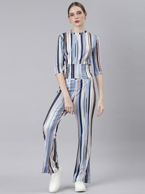 showoff blue striped co-ord set