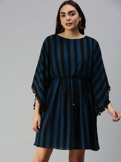 showoff blue striped kaftan dress