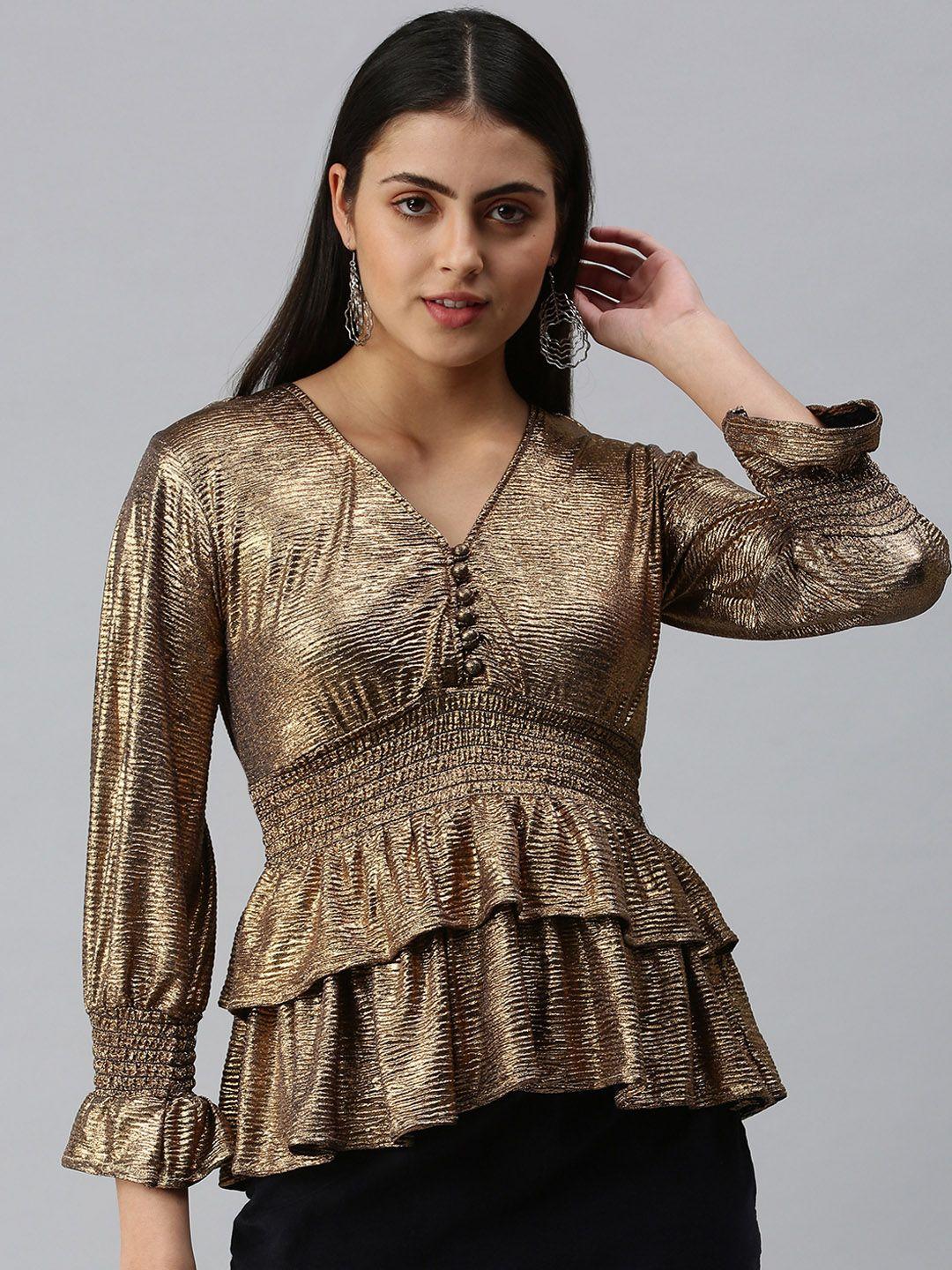 showoff bronze-toned empire top