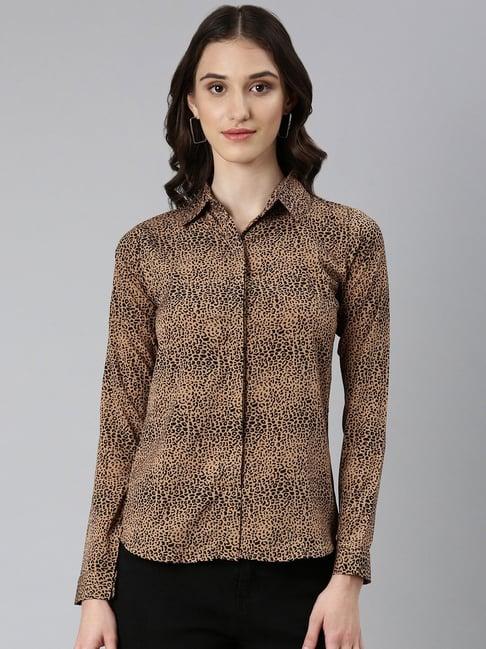 showoff brown & black animal print shirt