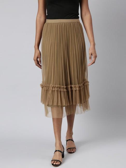 showoff brown midi skirt