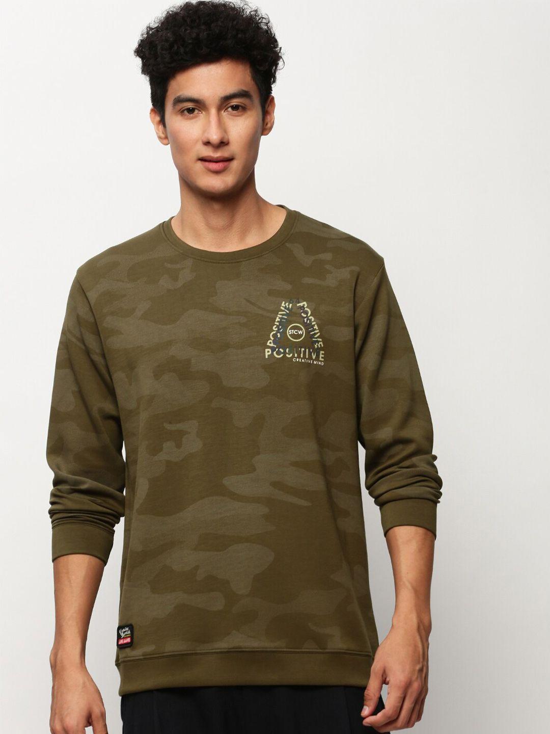 showoff camouflage printed cotton terry pullover sweatshirt