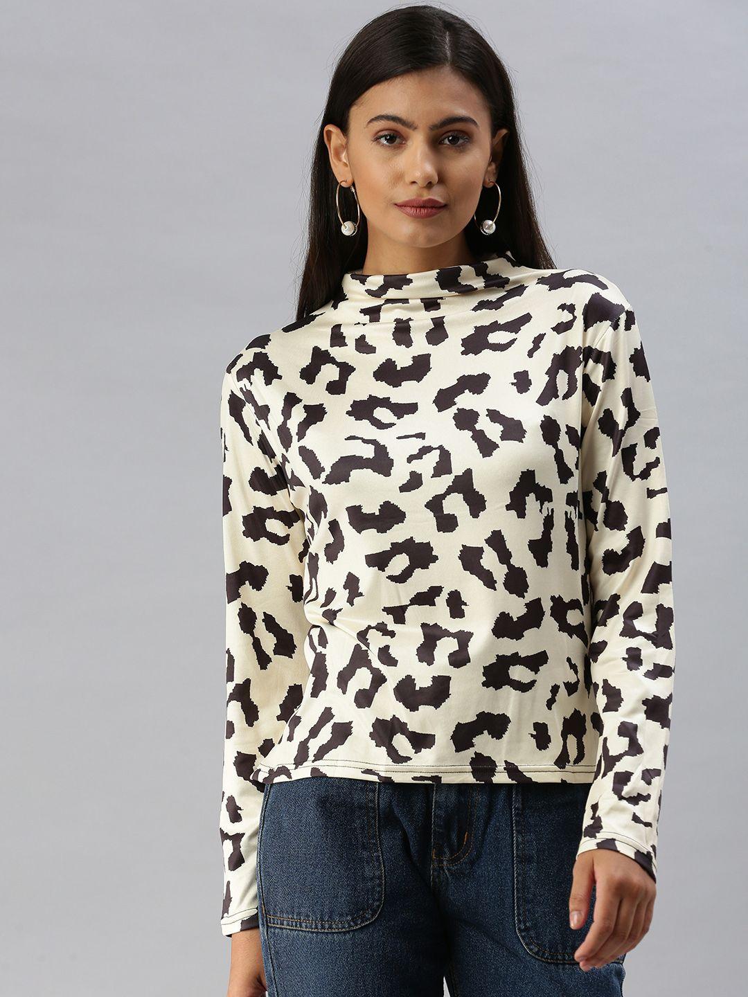 showoff champagne animal print top