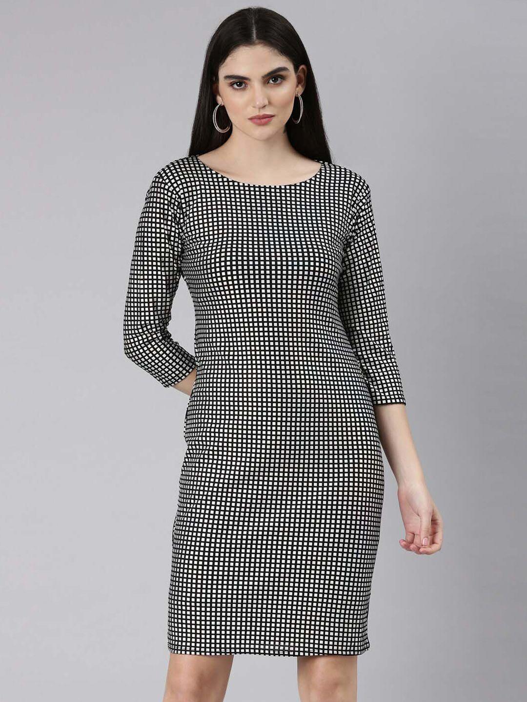 showoff checked cut-out detailed sheath dress
