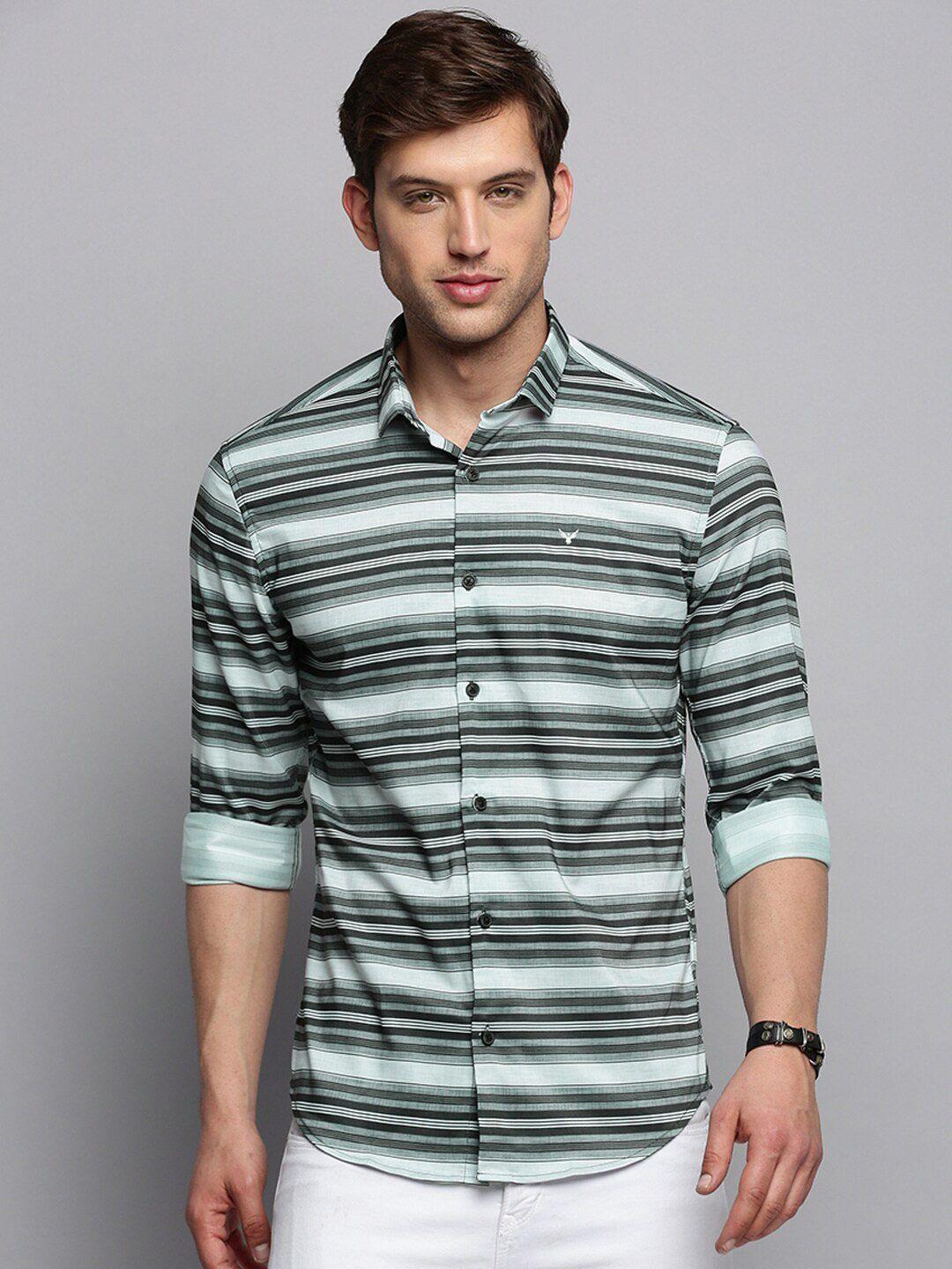 showoff classic horizontal stripes cotton formal shirt