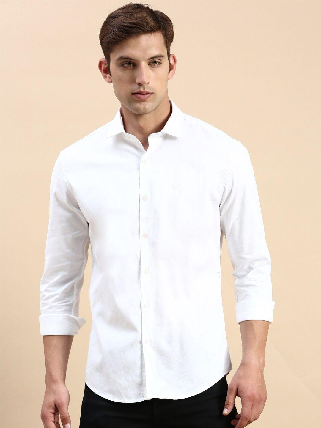 showoff classic slim fit opaque cotton casual shirt