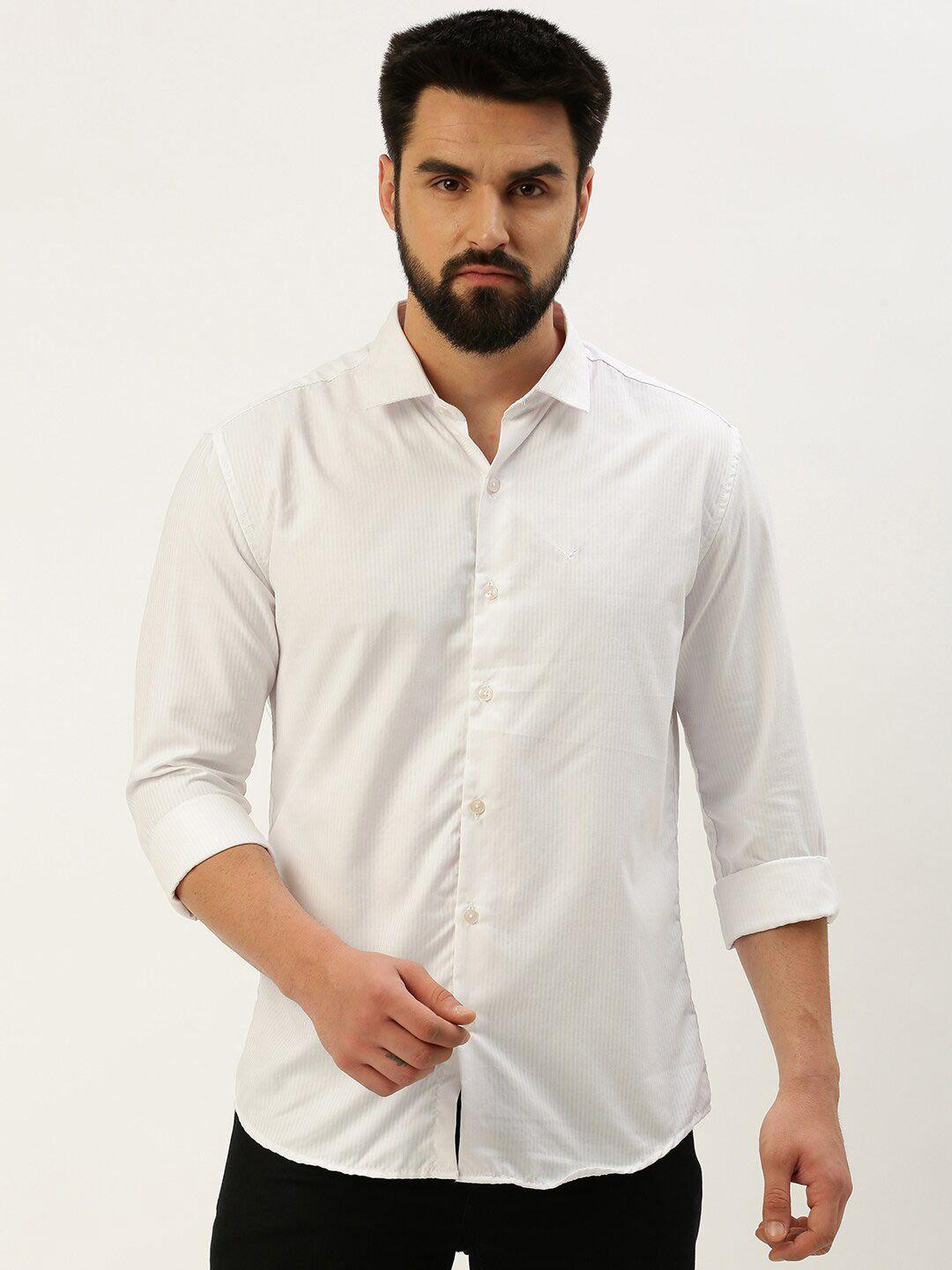 showoff classic slim fit self design cotton casual shirt