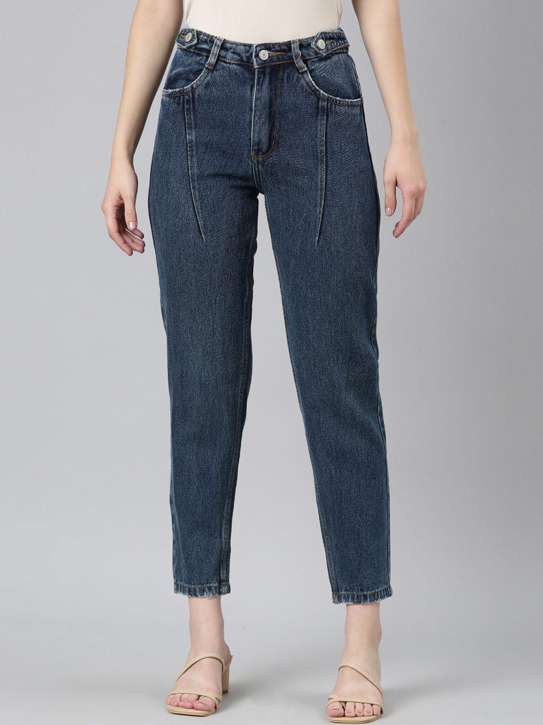 showoff clean look acid wash high-raise stretchable cropped jeans