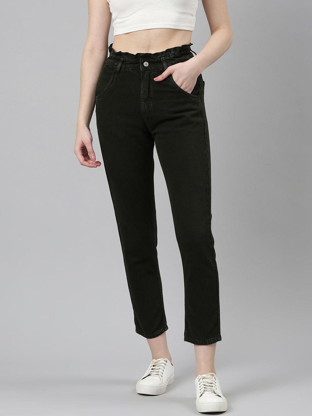 showoff clean look acid wash high-raise stretchable jeans