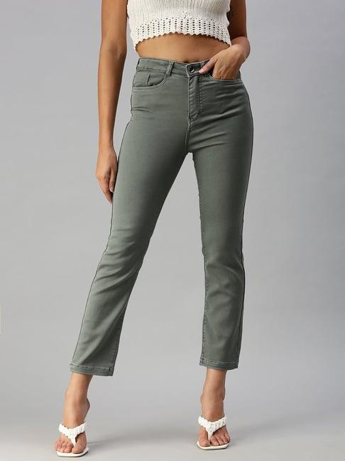 showoff clean look grey straight fit denim jeans