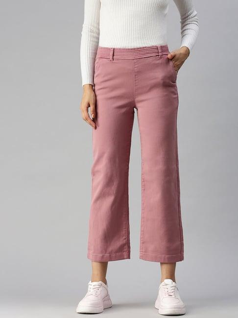 showoff clean look high-rise peach straight fit jeans