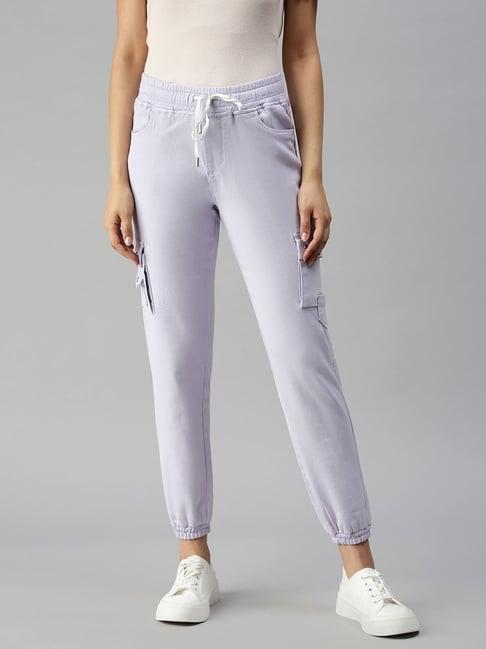 showoff clean look lavender jogger denim jeans