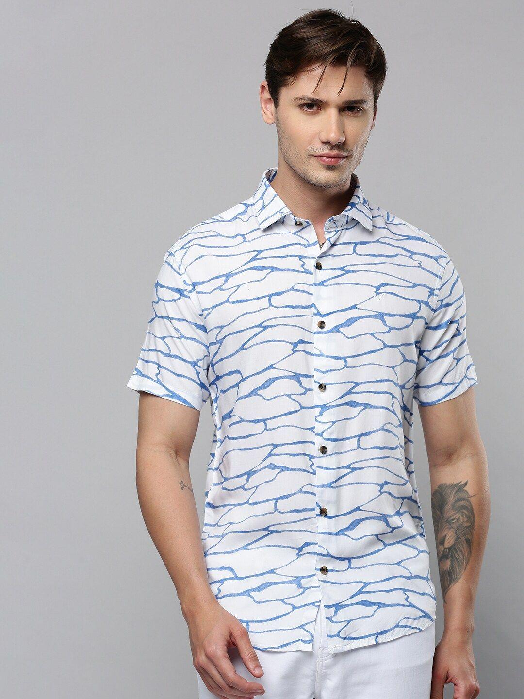 showoff comfort abstract printed cotton casual shirt