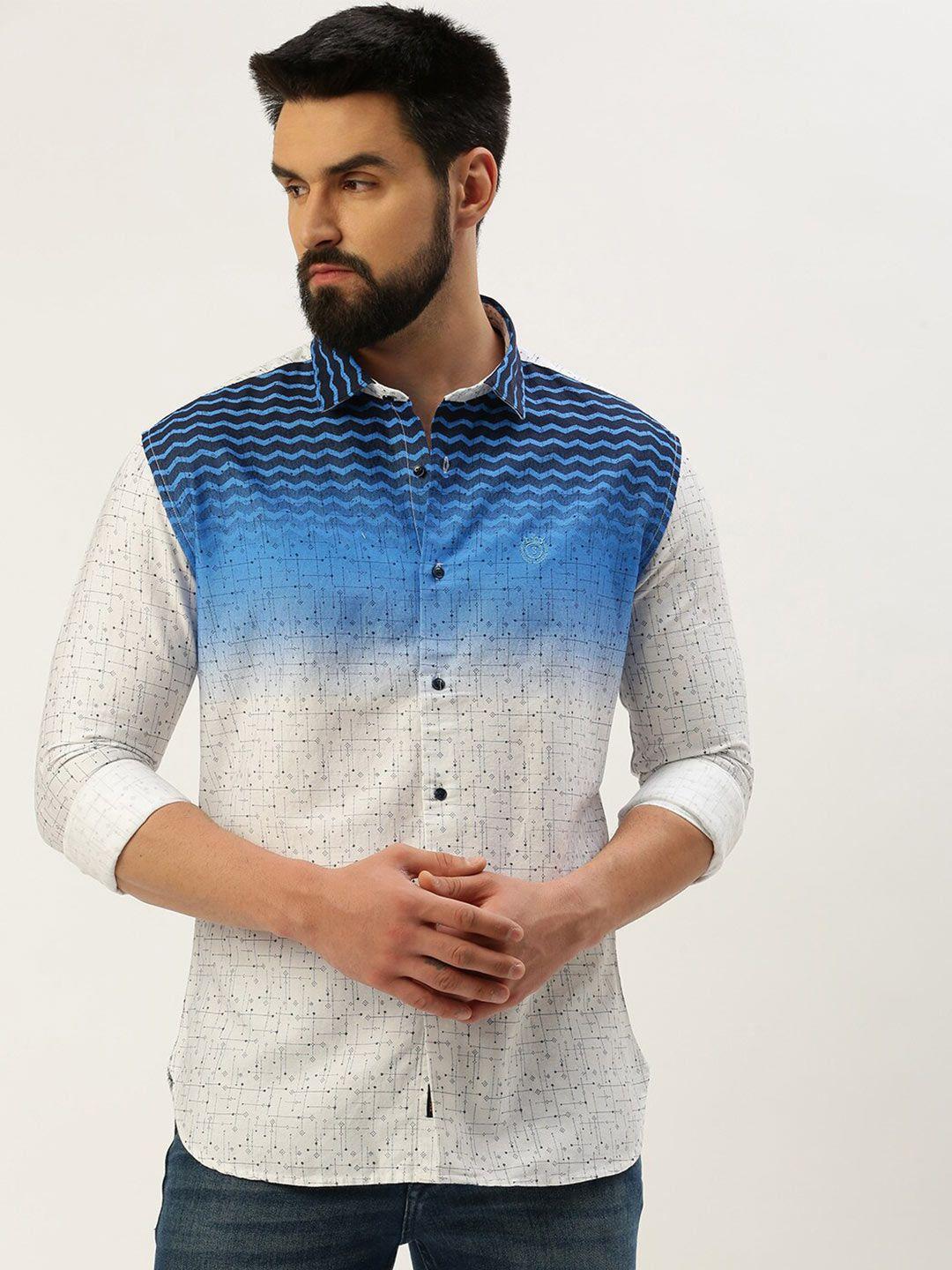 showoff comfort abstract printed spread collar cotton casual shirt